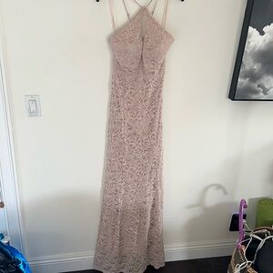 Bebe Lace lace-up halter Maxi Dress